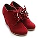 Ollio Women's Shoe Faux Suede Wedge Heel Fashion Ankle Lace Up Boot