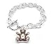 Silver-Tone Enameled Teddybear Teddy Bear Oval Rolo Charm Link 7.5