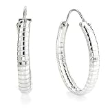 Sterling Silver Oval Omega Hoop Earrings