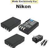 3 Pack Of Extended Life Replacement Battery Pack For The Nikon EN-EL9 EN-EL ....