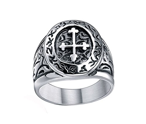 Stainless Steel Celtic Cross Band Vintage Medieval Biker Ring for Men