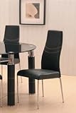 Set of 2 Dining Parson Chairs Black Vinyl & Silver Finish