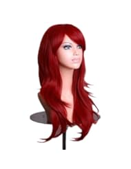 DAYISS? New Sexy Womens Ladies Girls Curly Wavy Long Hair Full Wigs Cosplay Costume Wig 6 Colors (Dark Red)