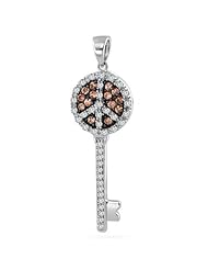 Valentines Day Gifts Bling Jewelry Chocolate CZ Pave Peace Sign Key Pendant
