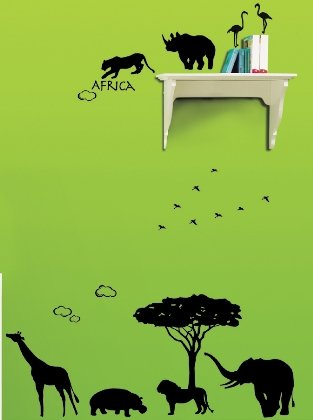 Africa Safari Animals Scenery Vinyl Peel & Stick Wall Art Sticker Decal