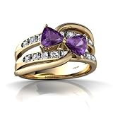 14K Yellow Gold Trillion Genuine Amethyst Ring