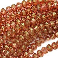 Czech Fire Polish Glass Beads 7mm Rondelle Rose Gold Glow (25)