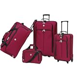 Euro Value II Deluxe 4 Piece Luggage Set Color: Red