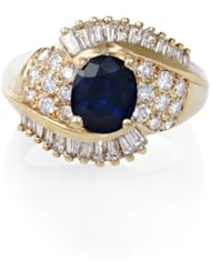 Diamond and Blue Sapphire 14k Yellow Gold Ring