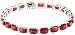 Sterling Silver Garnet Rectangular-Shaped Stone Bracelet, 7