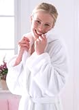 Produkt-Bild: Morgenstern, Bademantel mit Kapuze aus Microfaser f&uuml;r Damen, S bis XL, -Gr. L, Farbe weiss
