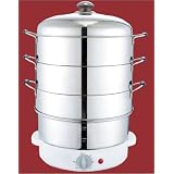 Secura 3-Tier 9-Quart Stainless Steel Electric Food Steamer, w/ Steam360 technology