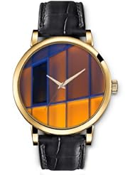 SPRAWL Aanalog Fashion Series Gold Ladies Watches of Genuine Black Leather Strap,Unique Wrist Watch for Women Girls Designed with Lights in the windows