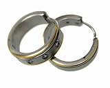 Cz Gemstones Two Tone Huggier Earring, Finest Quality Stainless Steel Jewelry
