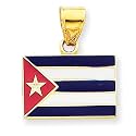 14k Enameled Cuba Flag Pendant