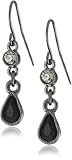 1928 Jewelry Black Diamonds Crystal Petite Teardrop Earrings