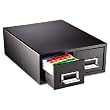 Card Cabinet File, 2-Drawer, 3000 Card Cap, 3"x5", Black