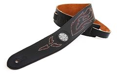 Gaucho Black Stiched Flame Leather Guitar Strap for Electric/Acoustic/bass Guitar