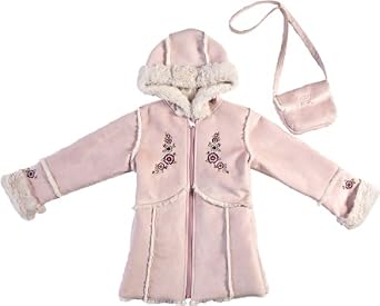 Rothschild Pretty As A Picture Embroidered Pink Shearling Winter Coat