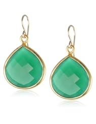 Devon Leigh Green Onyx in Gold Dipped Setting Earrings