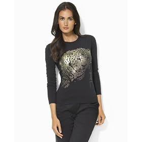 Lauren by Ralph Lauren Petite Tee, Claudie Long-Sleeve Foil Leopard