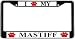 I Love My Mastiff Paw Prints Dog Black Metal License Plate Frame Holder