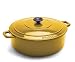 World Cuisine Oval Enamel Cast Iron Dutch Oven 5 1/2 Quart with Lid, Yellow