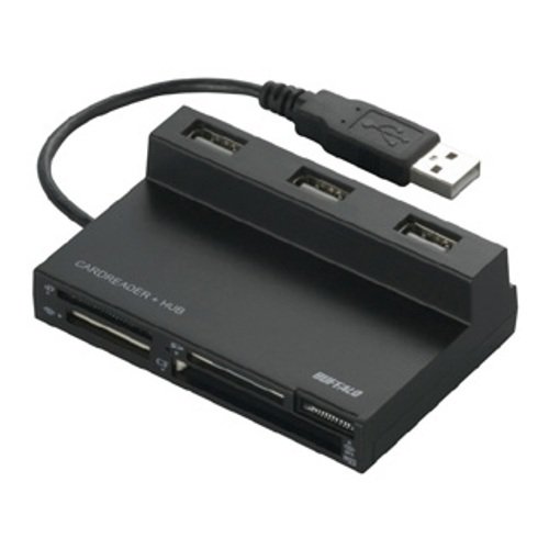 iBUFFALO マルチカードリーダー/ライター 48+4メディア対応 USBハブ付 ブラック BSCRA48HU2BK