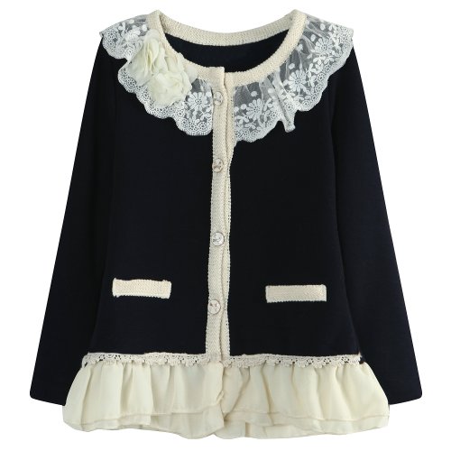 Richie House Little Girls' Sweet Cardigan with Braided Placket Size 2-8 RH1432
