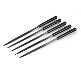 uxcell　ニードルヤスリ　ニードルファイル　グラス　ストーン　メタル　ダイヤモンドコート　カービング　ブラック　160 x 4mm　5本入り