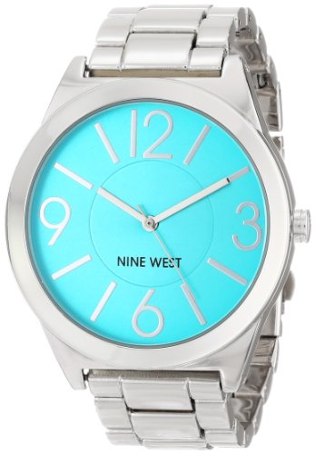 Nine West Women's NW/1585TLSB Turquoise Dial Silver-Tone Bracelet Watch
