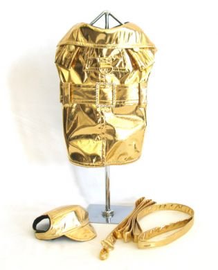 Dog Coat Gold Lame' with Hat & Leash Medium