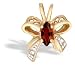 14K Yellow Gold Genuine Marquise Garnet and Diamond Butterfly Bowtie Pendant