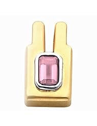 18K Two-Tone Gold Emerald Cut Pink Sapphire Pendant -- LIFETIME WARRANTY