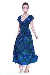 Rayon Summer Flowy Dots Print Tropical Print Maxi Dress 