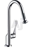 Hansgrohe Axor Citterio Series 39835801 Single Lever Handle Kitchen Pull-Down Faucet with 2 Spray Modes, 360 Degree Swivel Spout, Rubit Cleaning System and ADA Compliant: Steel Optik