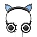 Fashional Cat Ear Headphones, IPRO Cat Earphone-LED Glowing Cat Ear Head phone-Cute Headphone for Computer,Tablet,Phone,MP3,MP4,etc-Black
