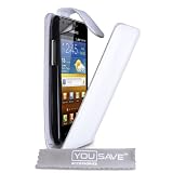 Samsung Galaxy S Advance Tasche Wei� PU Leder H�lle Mit Displayschutz Und Poliertuchvon "Yousave Accessories"