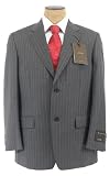 Tasso Elba Mens Single Breasted 2 Button Gray Pinstripe Wool Suit - Size 42R