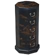 Handmade Oriental Furniture - 28" Antique Style Black Leather End / Accent Table - Mandarin Heirloom