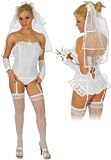 BRIDE Lingerie Costume Wedding Night Bridal Corset + Garter - SMALL