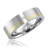 Mens Stainless Steel Diamond Band Ring (H, SI, 0.05 carat)-Band Width:6mm-Size 9