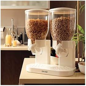 Buy Zevro 17.5-oz. Double Dry Goods Cereal Dispenser, White. by ZevrO