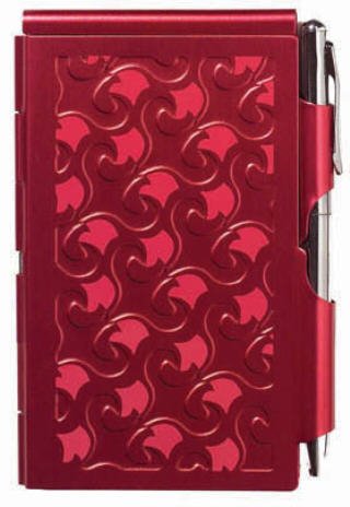 Flip Notes Metal Note Case with Mini Pen and Notepad, Ruby Red