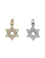 14k Yellow White Gold CZ Designer Star of David Charm Pendant