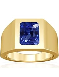 14K Yellow Gold Emerald Cut Blue Sapphire Solitaire Ring