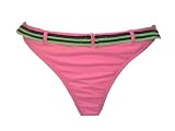 Ocean Pacific Pink Hipster Bikini Bottoms w/Green Striped Belt L