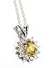 Pendant Necklace with Fine Quality Yellow Sapphire and Diamond, 18k White Gold, 18 Long Chain (T.w 0.95)