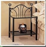 item Black metal and glass nightstand
