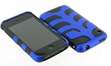 Apple iPhone 3g Premium Silicone Skin with Dark Blue Detachable Fishbone Design Case Cover